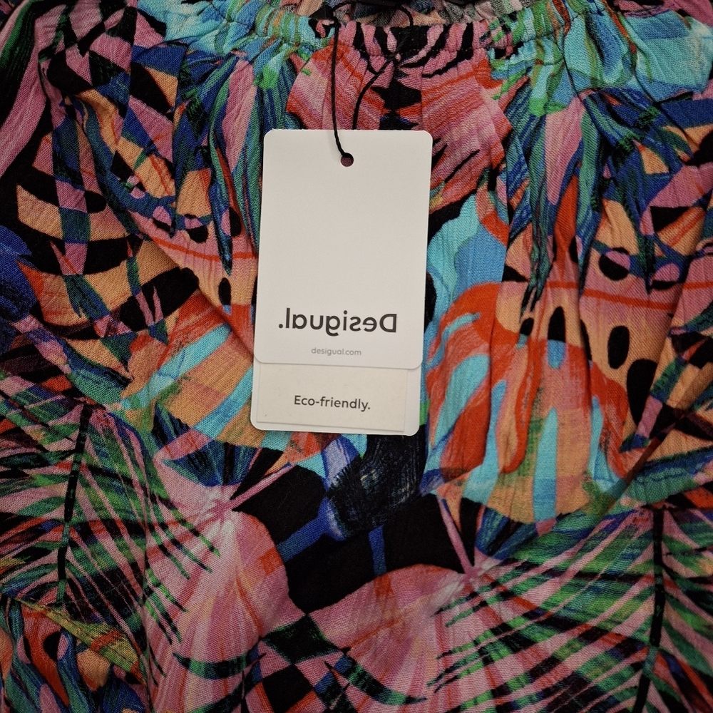 NWT Desigual Multicolor Tropical Print Women's Bodysuit - Picture 4 of 11